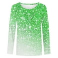 thumbnail image 4 of ibuvkizy Long Sleeve Shirts for Women,Womens Tops,Ladies' Shiny Printed Casual Pullover Classic Long Sleeved Round Neck Top Green,M, 4 of 4