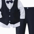 thumbnail image 4 of 2-3 Years Toddler Baby Boys Suit Set 3Pcs Kids Long Sleeve Formal Dress Shirt with Bowtie Vest Pants Suit Tuxedo Wedding Party Outfits 9 12 18 Months 2T 3T 4T 5T 6T Boys Fall Winter Clothes,Blue, 4 of 4