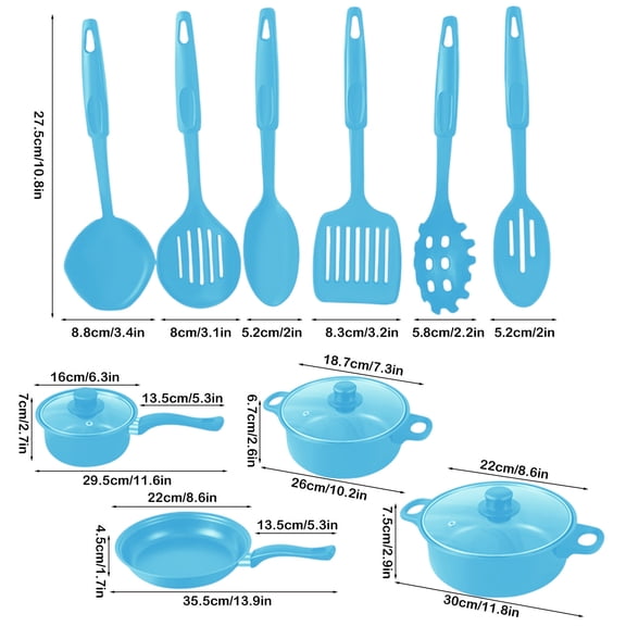 Rkxzt Iron Nonstick Cookware Set,13-Piece Non-Stick Cookware Set with Frying Pan,Milk Pot,Soup Pots,Spatulas,Glass Lids,Kitchen Utensils