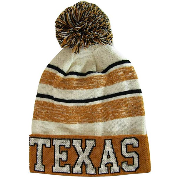 Semper Fi Texas Men S Blended Stripe Winter Knit Pom Beanie Hat Burnt Orange White Walmart Com Walmart Com