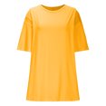 thumbnail image 4 of Tauxra Robe Décontractée pour Femme Grande Taille, Couleur Unie, Manches Courtes, Col Rond, Robe Maxi Fluide d'Été pour Plage, Fête, Tenue Quotidienne, 4 of 7