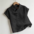 thumbnail image 6 of Womens Plus Size Tops Tshirts Cotton Linen High Neck Cap Sleeve Shirt Fashion Casual Cotton Linen Blouses Tops on Sale, 6 of 6
