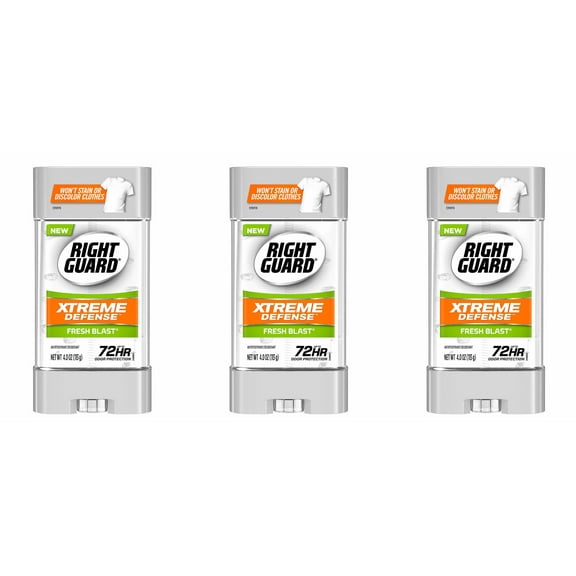 Right Guard Xtreme Defense 5 Antiperspirant Deodorant Gel Fresh Blast, 4 Oz, 3 Pack