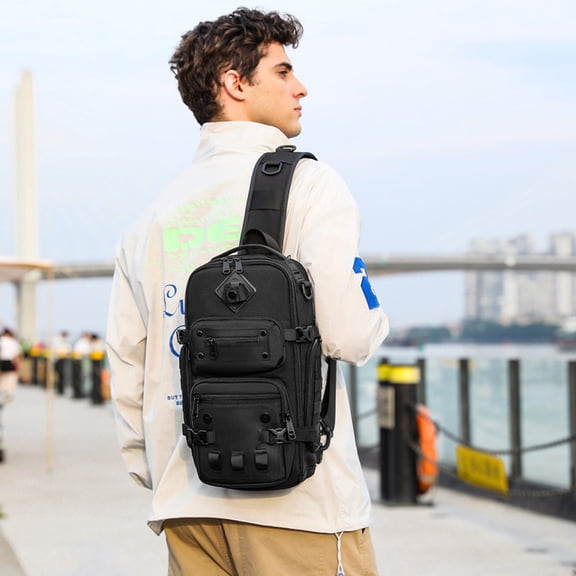 Tactical Chest Outdoor Large Capacity Sports Messenger Bag,Black