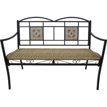 45 All Weather Art Deco Inspired Outdoor Wicker Garden Bench With