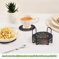 thumbnail image 5 of Yayeee 6 PCS Drink Coasters with Holder Set Woven Absorbent Round Tabletop Hot Pad, Blue Christmas Light, 5 of 7