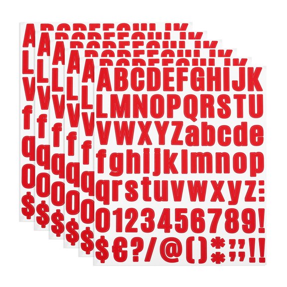 Uxcell Vinyl Letters Numbers Stickers Kit, Self Adhesive Decals for Mailbox, Sign Red 486 Pieces 6 Sheets