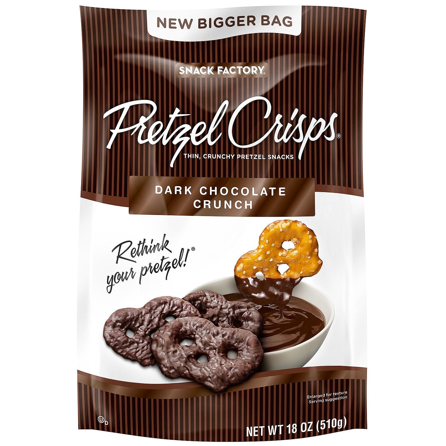 Snack Factory Pretzel Crisps Dark Chocolate Crunch, 36 Oz (2x18 oz Bags