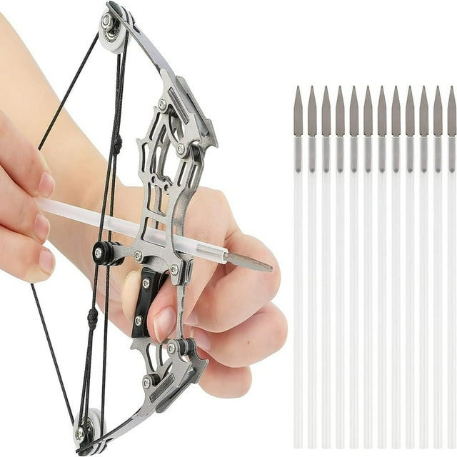 Archery Mini Compound Bow and Arrow Set Mini Pocket Bow Survival Bow Right Left Hand for Target Shooting Practice