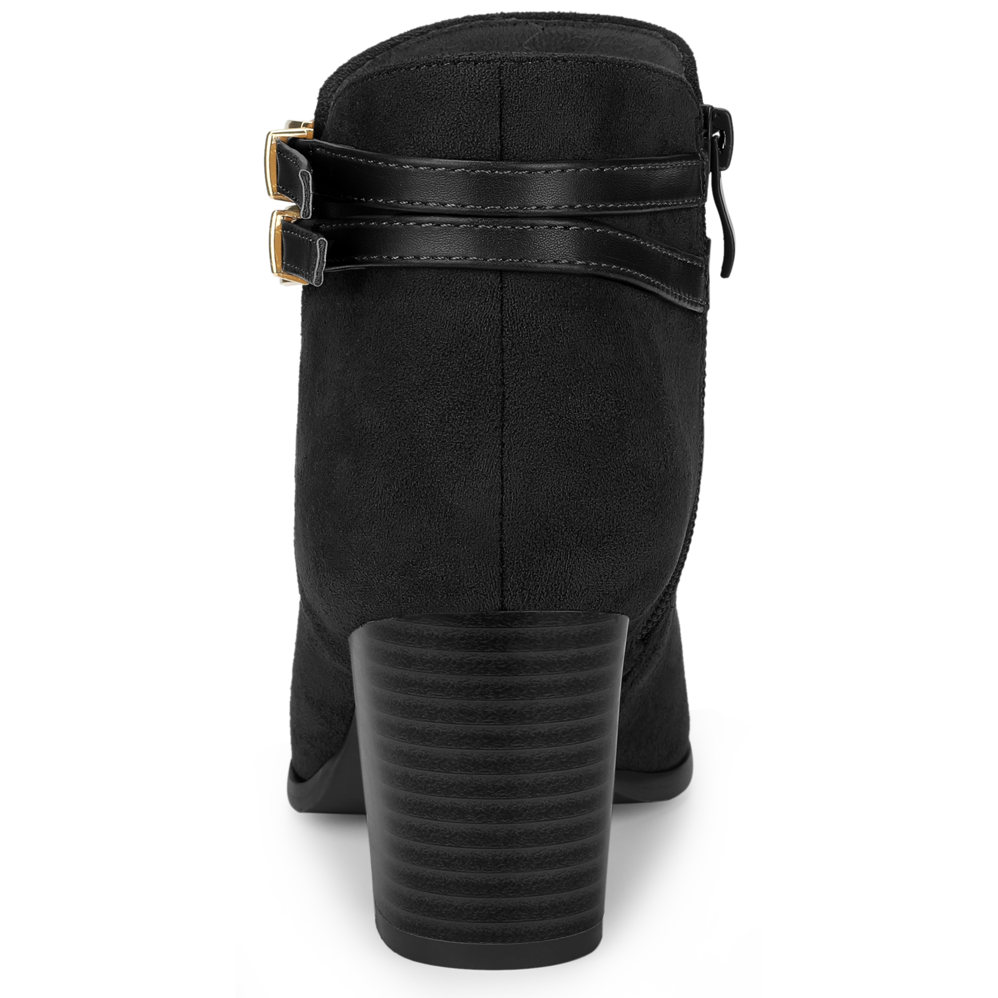 DARING DIVA Strappy Pointed Toe Buckle Chunky Heel Ankle Booties Black 9.5