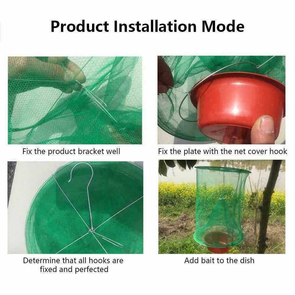 Lohoms Ranch Fly Traps, 10 Packs Outdoor Fly Trap Catcher Killer Bug Pest Cage Net, Reusable Hanging Fly Trap, For Horses