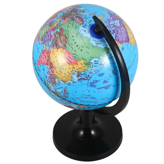 WRITWAA Rotating Desktop World Globe with Stand, Plastic Earth Globe Featuring Political Map for Home or Office Decor