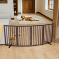 thumbnail image 3 of Smart FENDEE 4 Panel Foldable Bamboo Freestanding Pet Gate with Dog Gate and Support Feet, Expands to 75 in Wide, 3 of 8