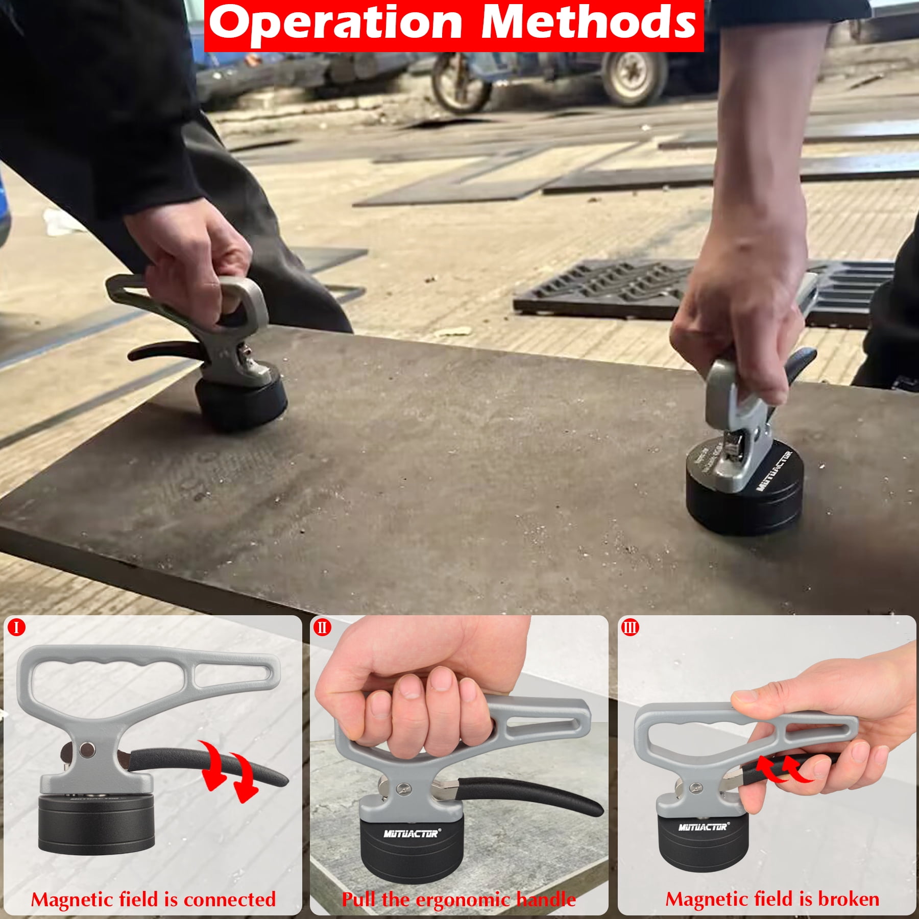 MUTUACTOR Strong Manual Magnetic Lifting Handle,2PCS Powerful Neodymium Magnet Pick Up Tools for Carrying,Quick Release Lift Magnet with Handle for Gripping Heavy Metal Objects Nails Knife