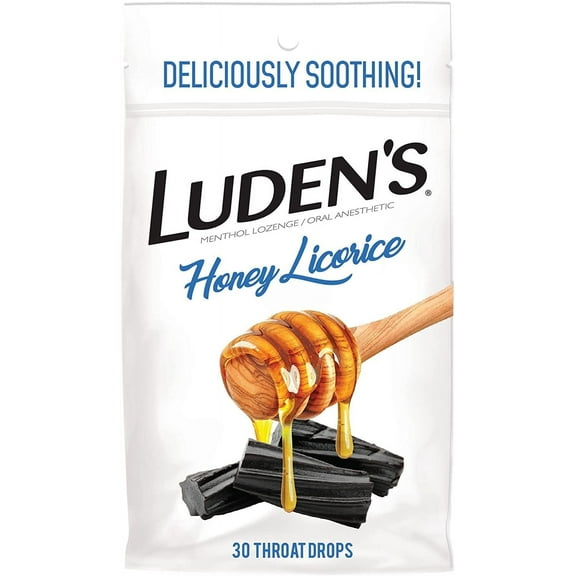 Ludens Honey Licorice Throat Drops Bag, 30 Ea