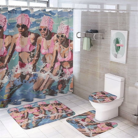 Shower Curtain Sets with Rugs 4 Piece with Non-Slip Rugs Toilet Lid Cover And Bath Mat Swimming Mom Waterproof Shower Curtain Mother’s Day Birthday Gifts for Mom from Daughter Son Shower Curtain Sets with Rugs 4 Piece with Non-Slip Rugs Toilet Lid Cover And Bath Mat Swimming Mom Waterproof Shower Curtain Mother’s Day Birthday Gifts for Mom from Daughter Son