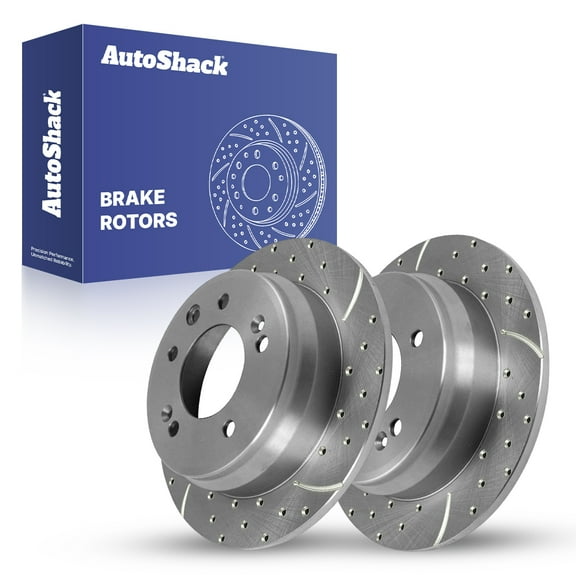 AutoShack Rear Solid Drilled & Slotted Silver Zinc Coated Brake Rotors 2-PC Set Replacement for 2009-2012 Hyundai Elantra 2011-2016 Kia Sportage 2015 Hyundai ix35 SilverShield Pro 10.31" (262 mm)