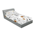thumbnail image 2 of Ambesonne Floral Fitted Sheet & Pillow Sham Set, Flower Petals Growth, Twinxl, Pale Blue Orange, 2 of 2