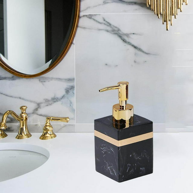 Maoww Resin Soap Dispenser Reusable for Tabletop Kitchen Bathroom Shower Shampoo Black-250ML