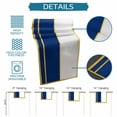 thumbnail image 6 of Modern Navy Blue Gold Table Runner - 48 Inch Long Minimalist Geometric Yellow Striped Cotton and Linen Blended Dress Scarves Farmhouse Table Runner for Kitchen Dining, Coffee Table, 13" x 48", 6 of 8
