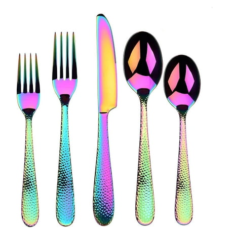 Ensemble D’argenterie Noire Mate, Ensemble De Couverts En Acier Inoxydable Satin 5 Pi Ces Ustensiles Cuisine Lave Vaisselle