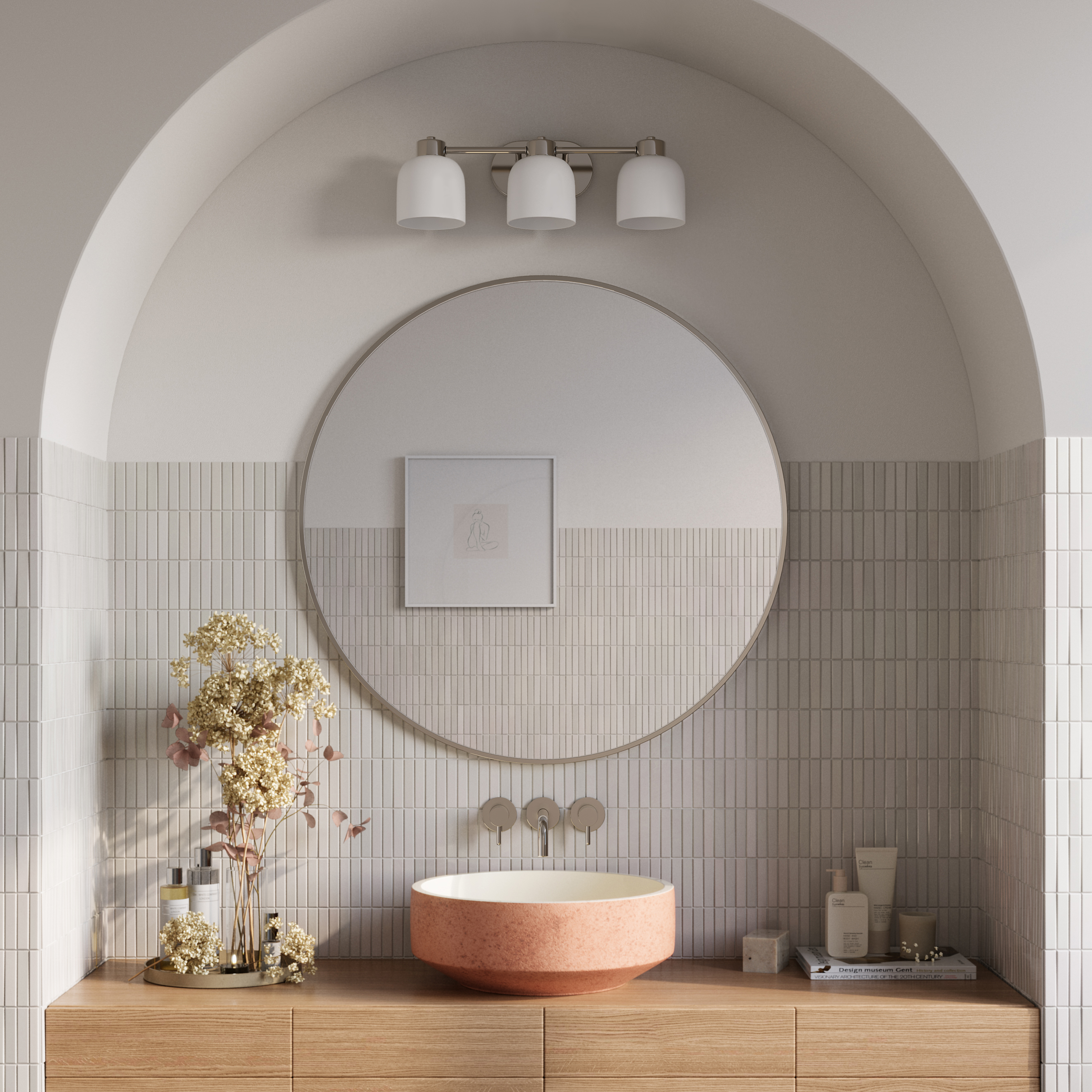 Avec 22-in 3-Light Brushed Nickel Bath Contemporary Vanity Light