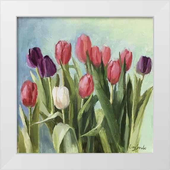 Strube, Ling 26x26 White Modern Wood Framed Museum Art Print Titled - Tulips II