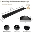 thumbnail image 2 of Picture Ledge Shelf, Wood Long Floating Shelves for Wall, Set of 2, 48 inch Picture Ledge Shelves, Photo Ledge Nursery Book Shelves Wall Mounted for Living Room Kids' Room Bedroom, Color Black, 2 of 14