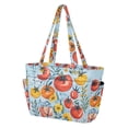 thumbnail image 2 of FORMRS Tote Bag for Women Quilted Large Capacity Travel Work Carry On Shoulder Handbag, Yellow Floral Tomatoes, 2 of 7