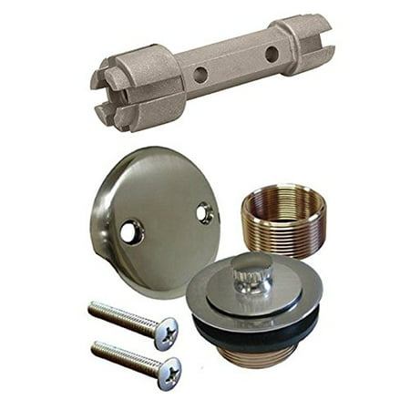 Brushed Nickel Lift And Turn Bathtub Tub Drain Assembly Bath Area Shower Overflow And Removal Tool