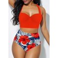 thumbnail image 2 of Women Flower Bikini Set  High Waist Push Up Swimwear Padded Bathing Suit, 2 of 5