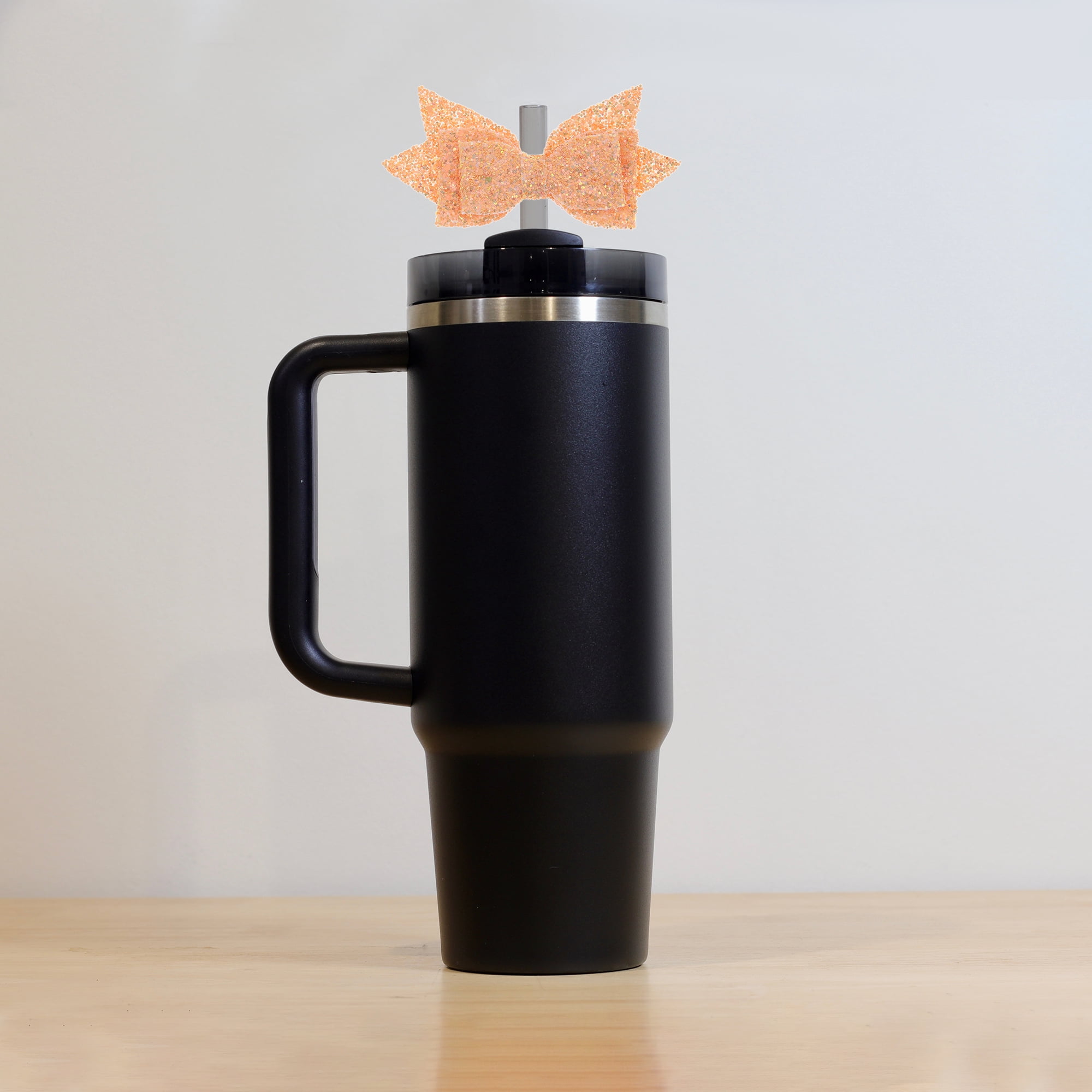 Unique Bargains 1Pc Shiny Bow Home Decoration Drinkware Accessory Slight Orange