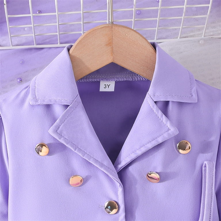 ATOGUTA Cute Outfits for Teen Girls 3T-9 Short Sleeve Button Front Blazer  with Cami Dress Set Purple - Walmart.com