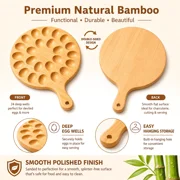 24 Egg Capacity Bamboo Deviled Egg Platter, Round Wooden Serving Tray With Handle, Double-Sided Egg Holder & Charcuterie Board, Appetizer Snack Dessert Fruit Cheese Tray For Kitchen Countertop