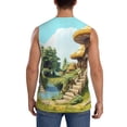 thumbnail image 4 of Balery Cartoon Mushroom House Camisetas sin mangas para hombre, absorbe la humedad y protege contra el mal olor.-XX-Large, 4 of 7