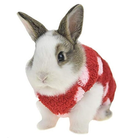 FLAdorepet Winter Fleece Bunny Rabbit Guinea Pig Clothes Cute Small Animal Ferret Angel Costume Outfits (XXS(Chest 10.2