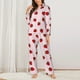 thumbnail image 2 of Balery Strawberry Conjunto de Pijama con Estampado para Mujer, Conjunto de Dos Piezas con Manga Larga, Ropa de Dormir Suave con Bolsillos, Pijamas Cómodos-Medium, 2 of 7