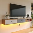 thumbnail image 5 of FloatiCasa 70" Floating TV Stand Wall-Mounted TV Shelf with 2 Doors Natural-color Floating TV Cabinet for TVs up to 75" Modern Entertainment Center, 5 of 14