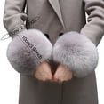 thumbnail image 6 of Skymirror 1 Pair Faux Fur Cuffs Fuzzy Solid Color Thick And Warm Winter Sleeve Accessory for Coats Jackets Celebrity Lady Prom Party Sleeve Add-ons Cuffs, 6 of 8
