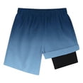 thumbnail image 4 of Eltusu Boys Beach Shorts with Liner, Summer Above the Knee Elastic Waist Casual Board Shorts Dark Blue Size 7-8 T, 4 of 5