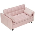 thumbnail image 6 of 3 in 1 Sleeper Sofa Couch Bed,Velvet Convertible Futon Sofa Bed with Pull Out Bed and Adjustable Backrest,Lounge Chaise Armchair Sofa for Living Room Bedroom Apartment,Pink, 6 of 7