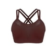thumbnail image 6 of Hontri Women's Solid Color Underwire Bra - Large Size Hollow Sports Brown M, 6 of 8