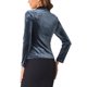 thumbnail image 3 of Blazer de terciopelo de manga larga con solapa de pico para mujer Inspire Chic XL azul grisáceo, 3 of 6