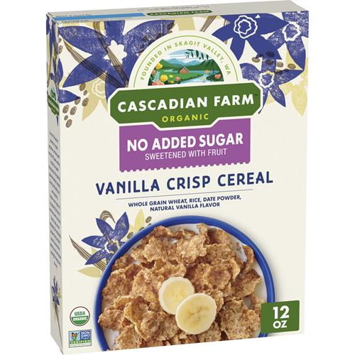 Cascadian Farm Organic Vanilla Crisp Cereal, No Added Sugar, 12 Oz - Pack of 2