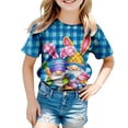 thumbnail image 6 of Staki Children's Easter Short-Sleeved Shirts Kids Girls Easter Shirts Bunny T-Shirt Short Sleeve Tops Easter Day Outfit Spring Clothes 1-9Y 10-13Y(Dark Blue,2-3 Years), 6 of 6