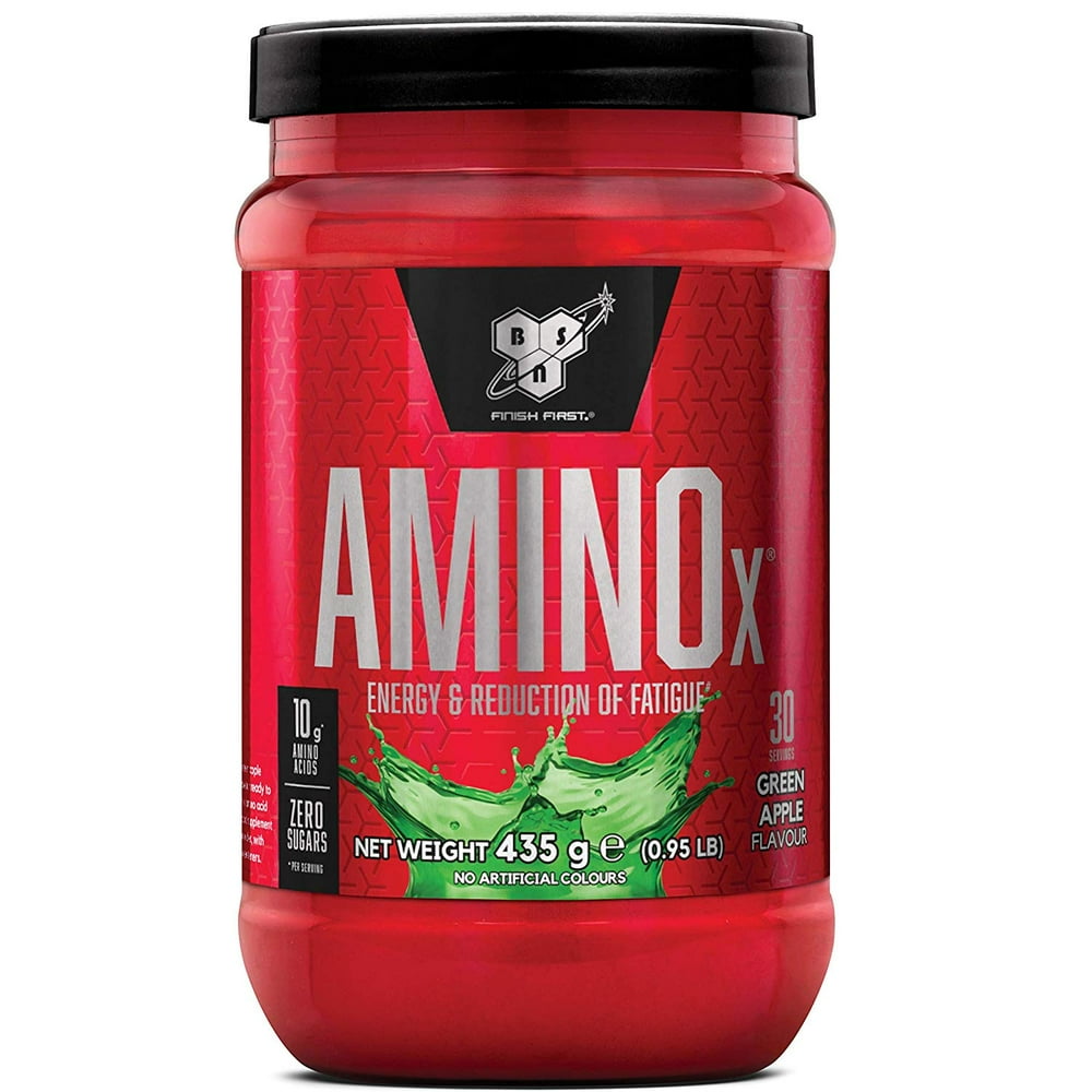 BSN Amino X Amino Acids + BCAA Powder, Green Apple, 30 Servings