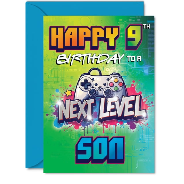 Tarjeta de cumpleaños Giftzie 9th Birthday Next Level para hijo niño