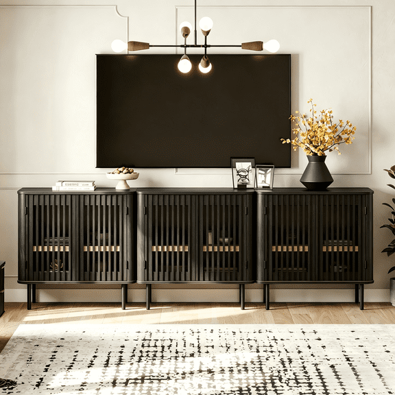 94.5" TV Stand for TVs up to 100", Entertainment Center Media Console Table for Living Room Bedroom, Black