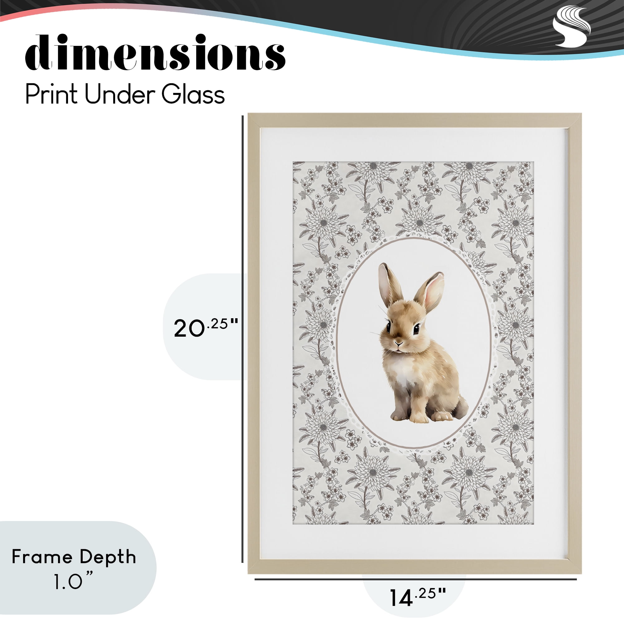 Stupell Industries Mauve Botanical Bunny Birch Framed Print Under Glass, design by Ink Drop Loft