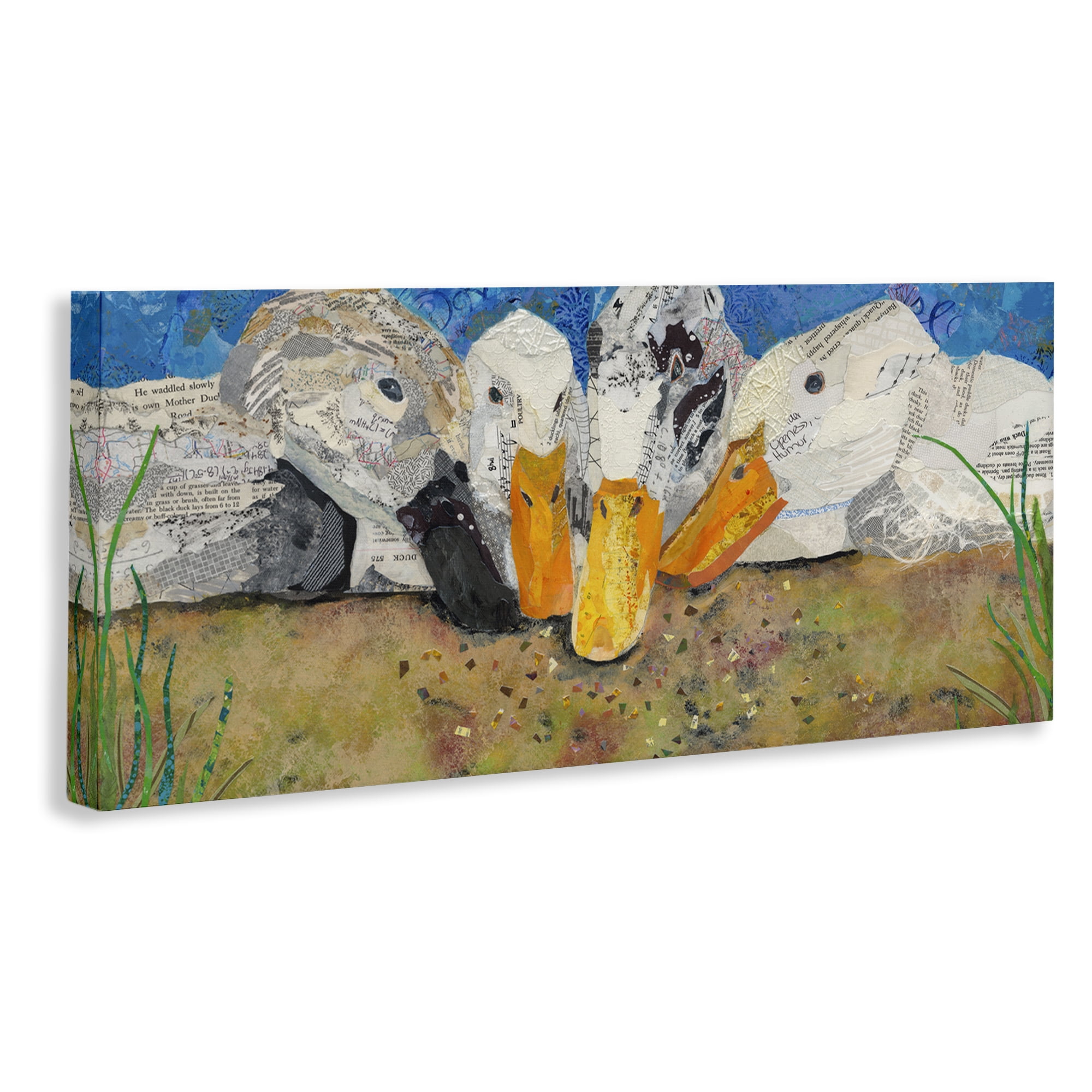 Stupell Industries Just Ducky Collage Animals Painting Wrapped Canvas Art Print Wall Art, 24 x 10